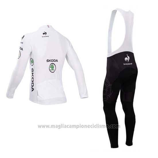 2014 Abbigliamento Ciclismo Tour de France Bianco Manica Lunga e Salopette